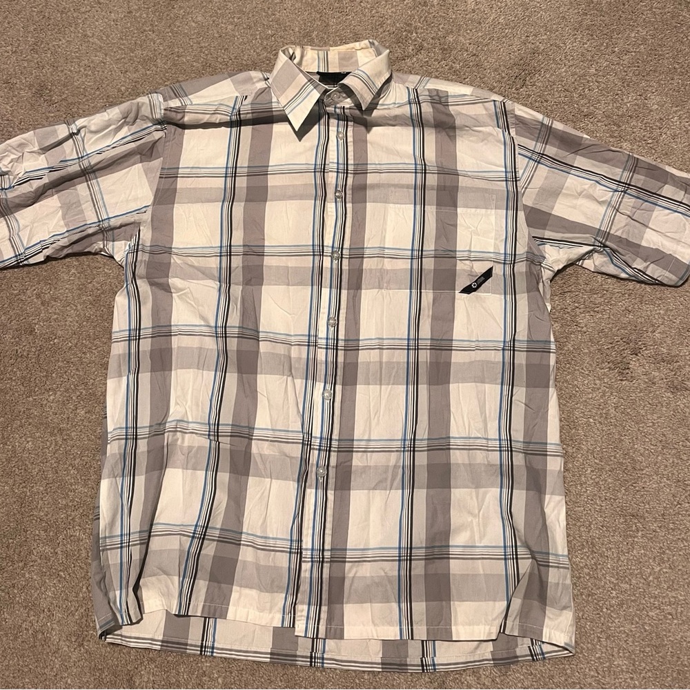 Southpole Mens Medium Plaid Short Sleeve Button Up Vintage Y2K